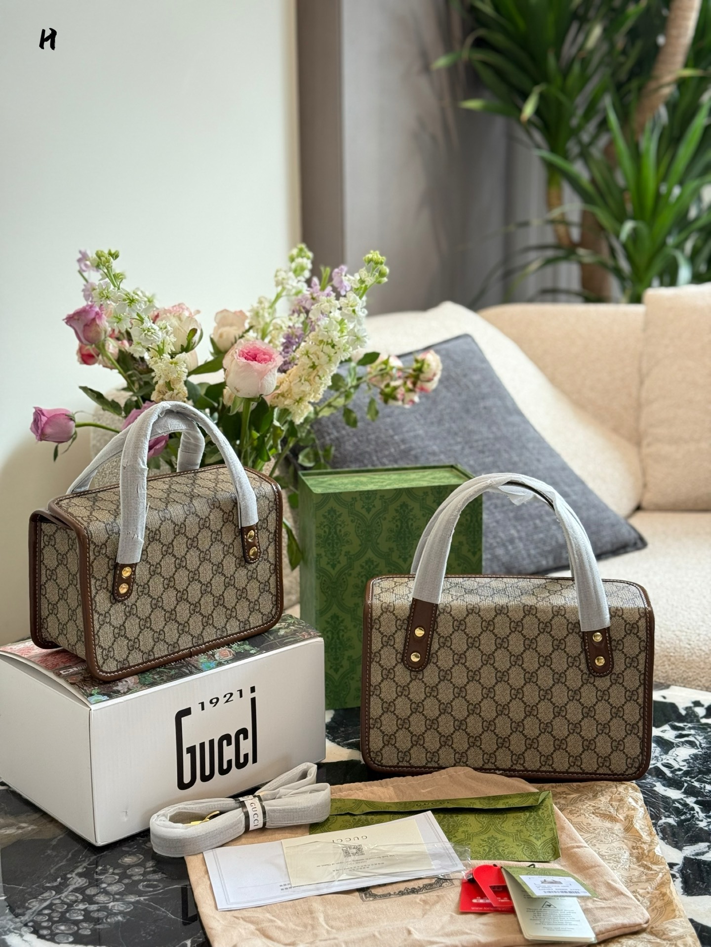 Gucci Beige Vintage-Inspired Bag 555