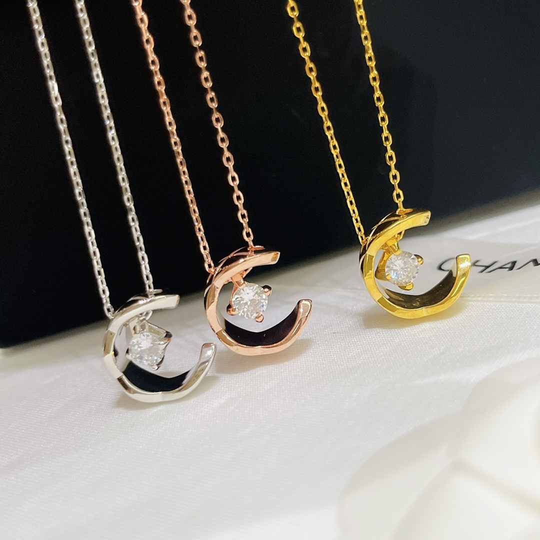 Chanel Rose Gold Logo-Accented Necklace 716