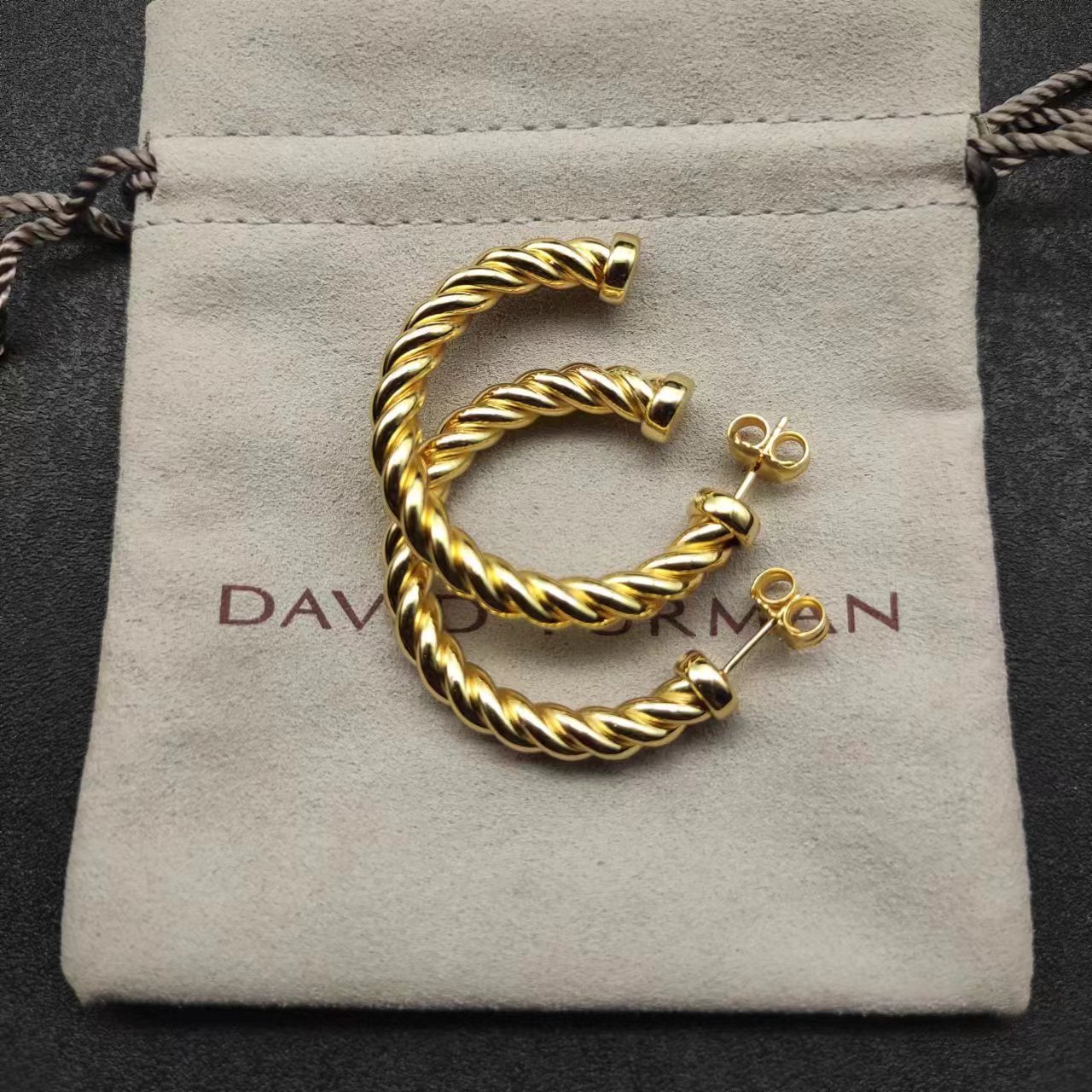 David Yurman Rose Gold Logo-Accented Earrings 222