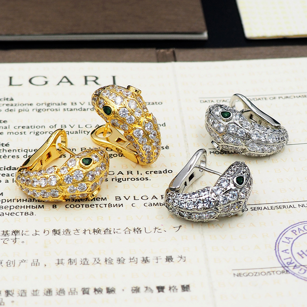 BVLGARI Silver Logo-Accented Earrings 060