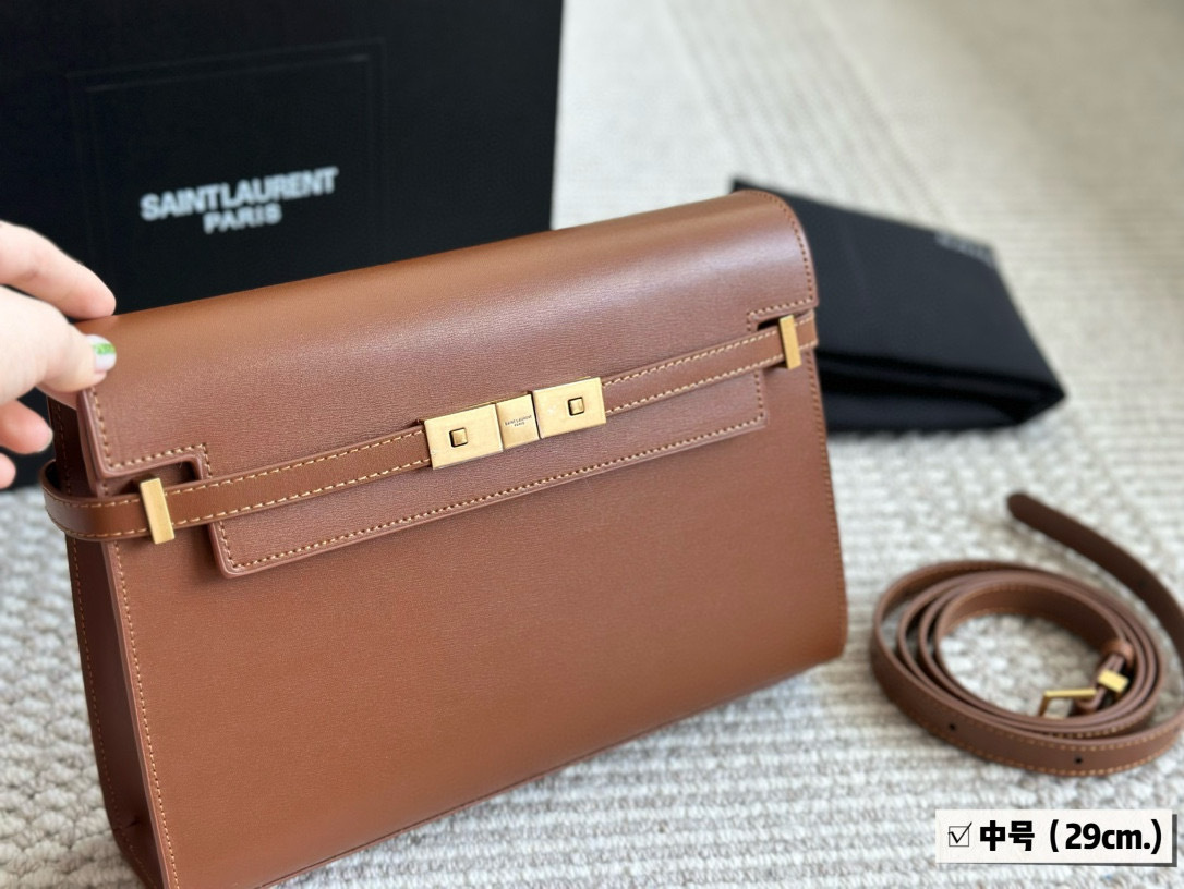 YSL Brown Logo-Accented Bag 144