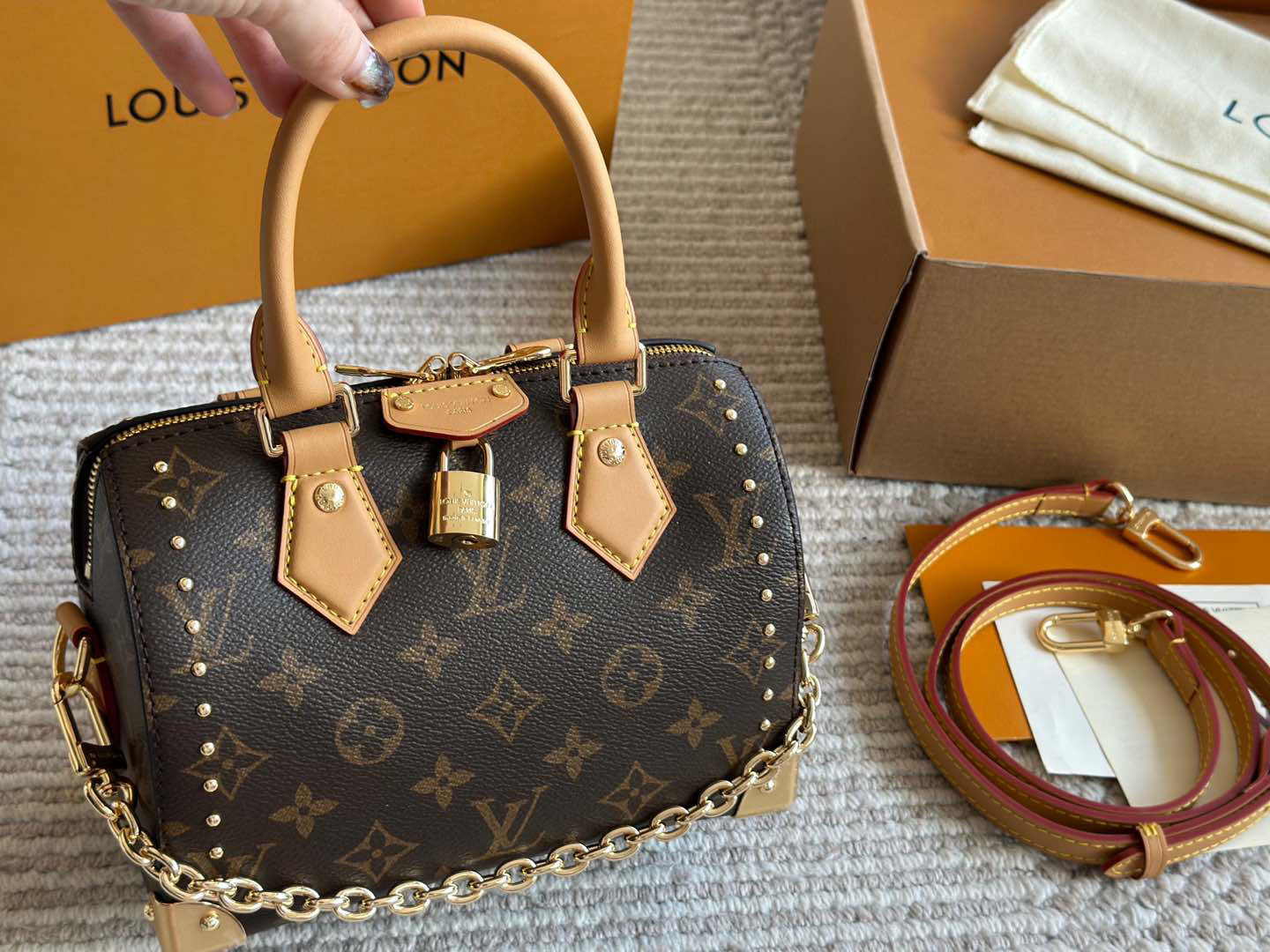 LV Rose Gold Quilted Bag 1582