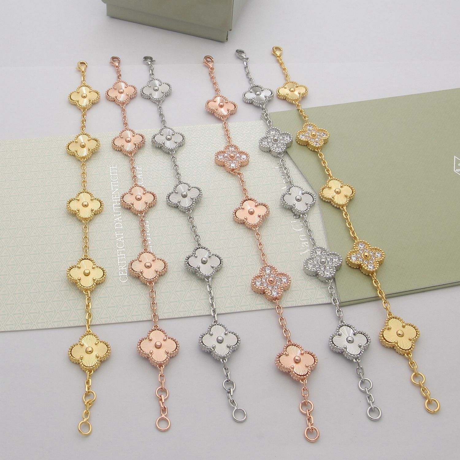 Van Cleef Rose Gold Logo-Accented Bracelet 046