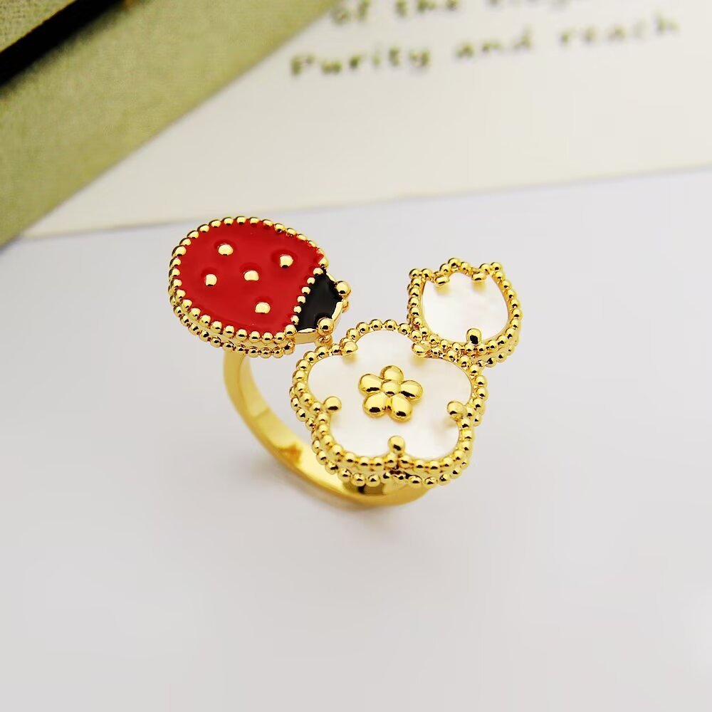 Van Cleef Rose Gold Logo-Accented Ring 030