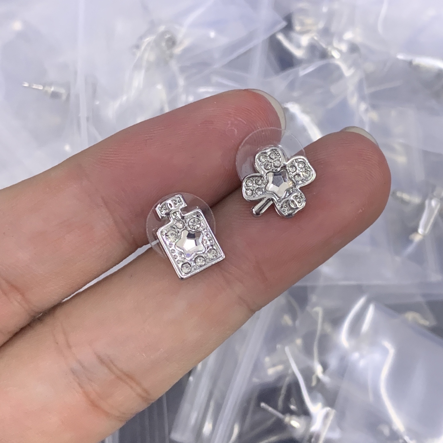 Chanel Silver Geometric Earrings 493