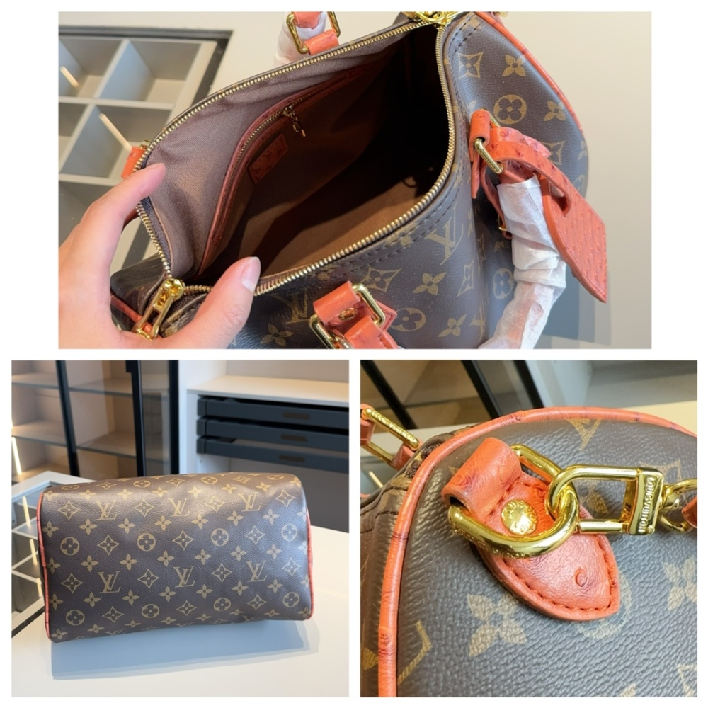 LV Rose Gold Quilted Bag Speedy leather Speedy Soft 30 Dark