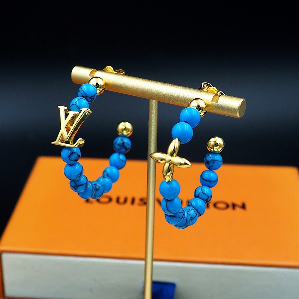 LV Blue Logo-Accented Earrings 302