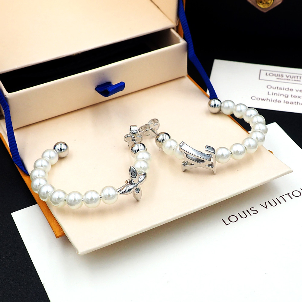 LV Silver Logo-Accented Earrings 301