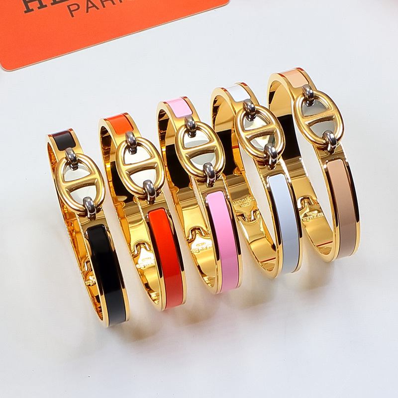 Hermes h Silver Logo-Accented Bracelet 003