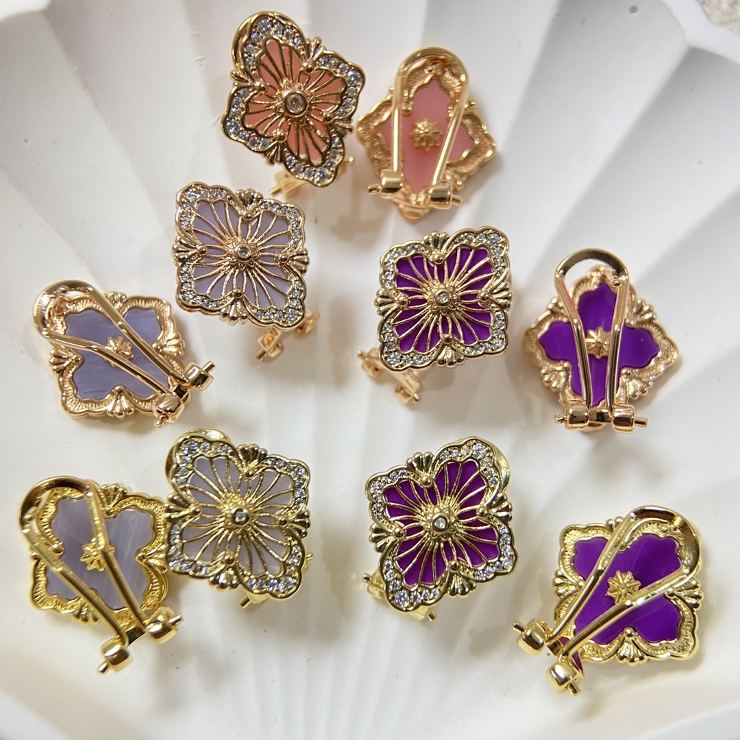 Buccellati Rose Gold Logo-Accented Earrings 012