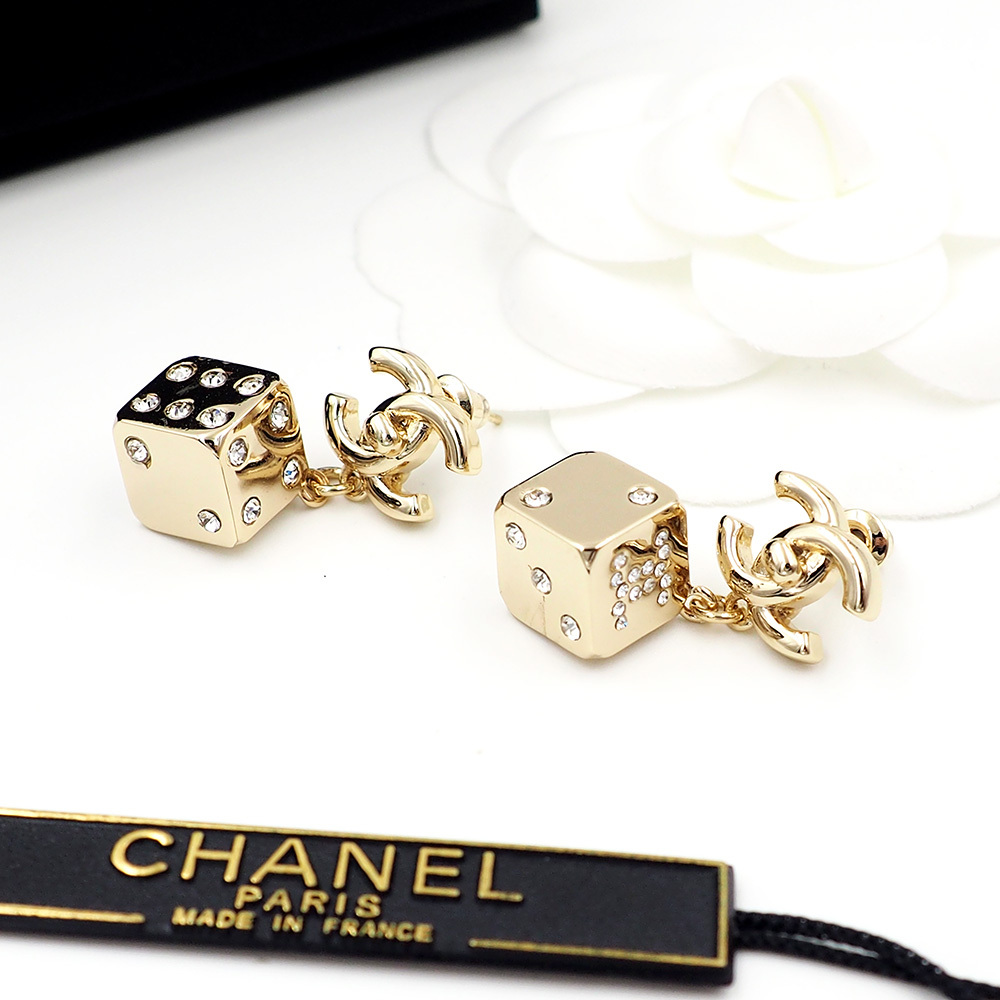 Chanel Rose Gold Logo-Accented Earrings 043