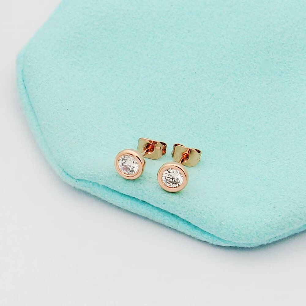Tiffany Gold Logo-Accented Earrings 018