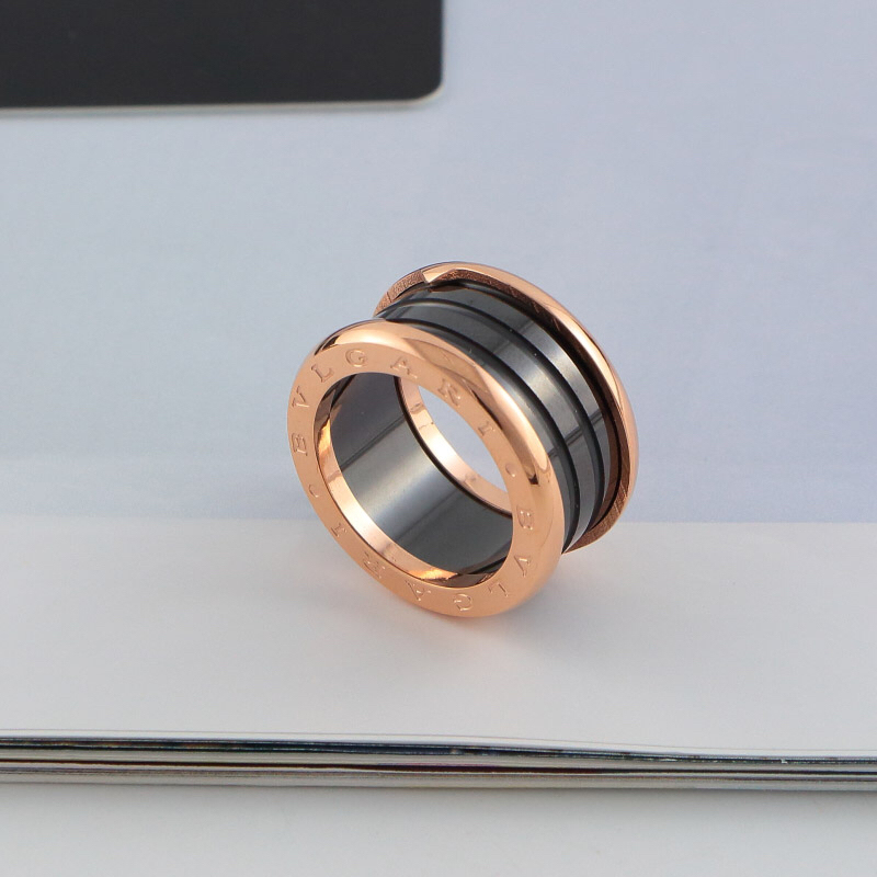 BVLGARI Rose Gold Logo-Accented Ring 014