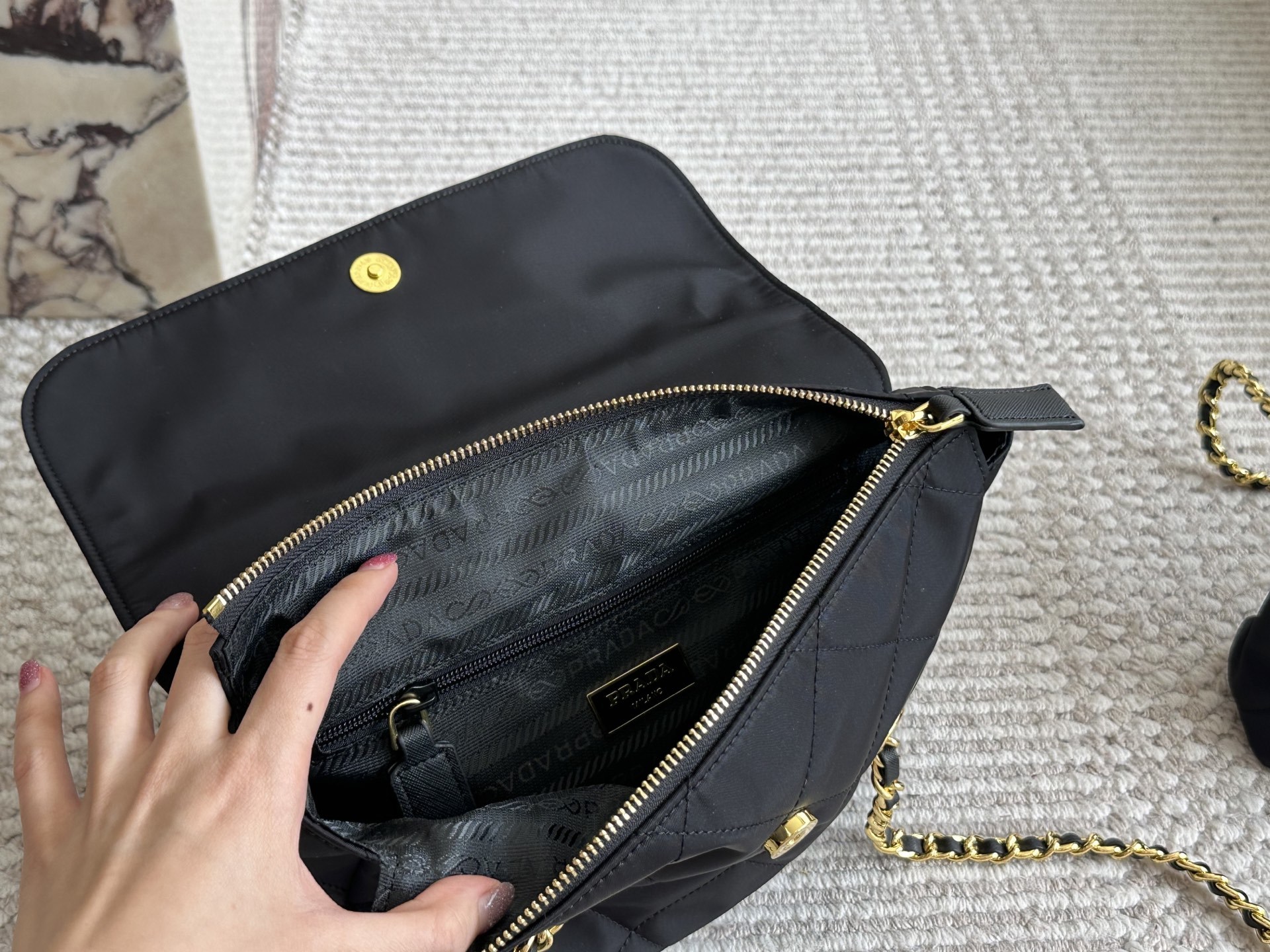 Prada Gold Quilted Bag 057
