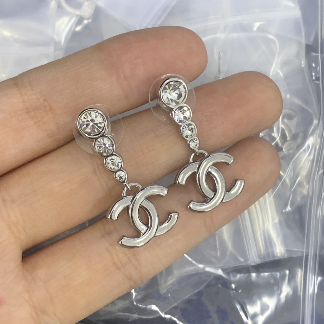 Chanel Silver Logo-Accented Earrings 227