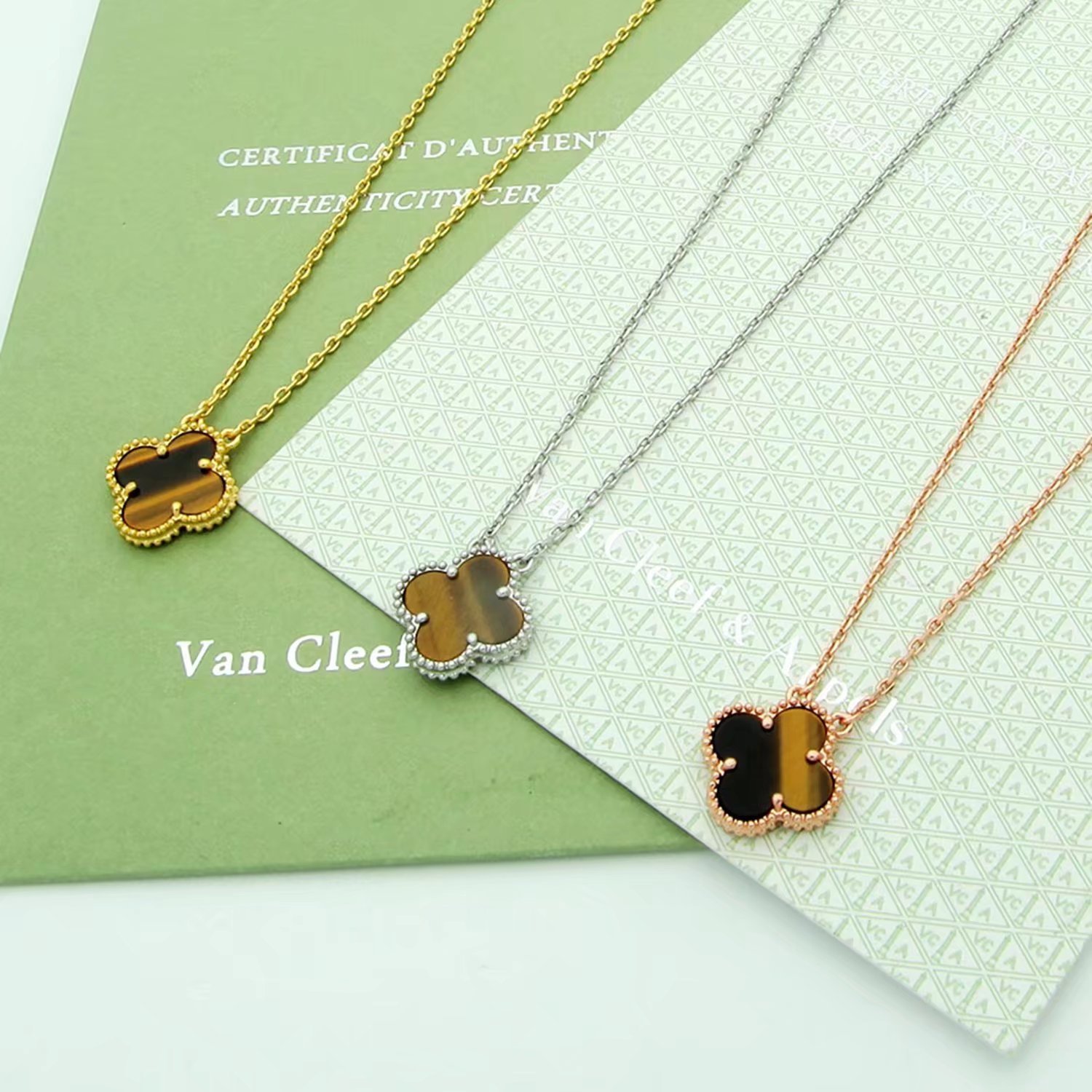 Van Cleef Rose Gold Logo-Accented Necklace 066