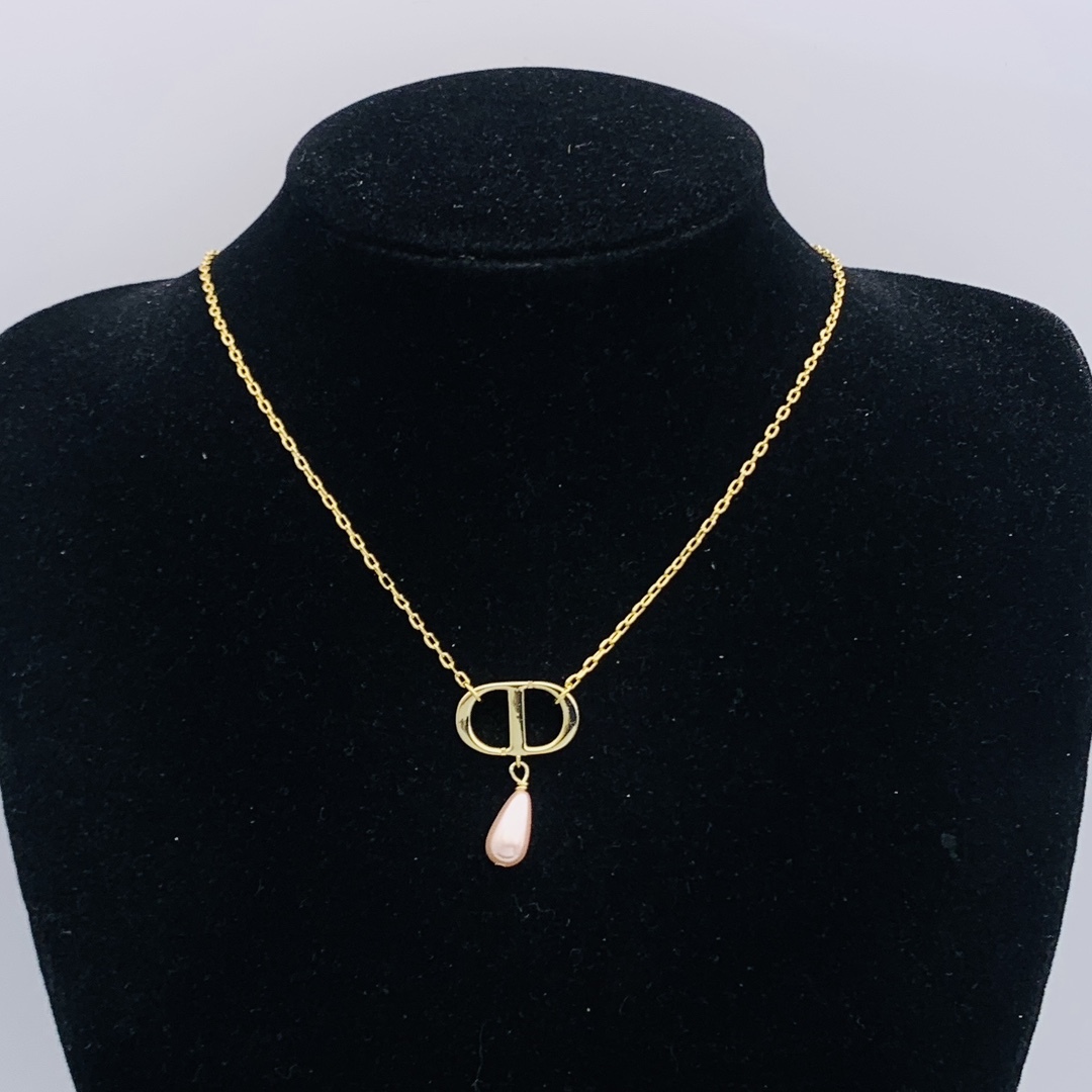 Dior Rose Gold Logo-Accented Necklace 354