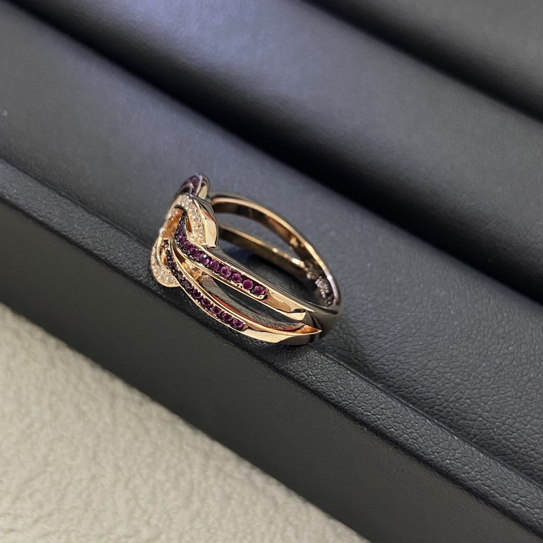 FRED Rose Gold Logo-Accented Ring 014
