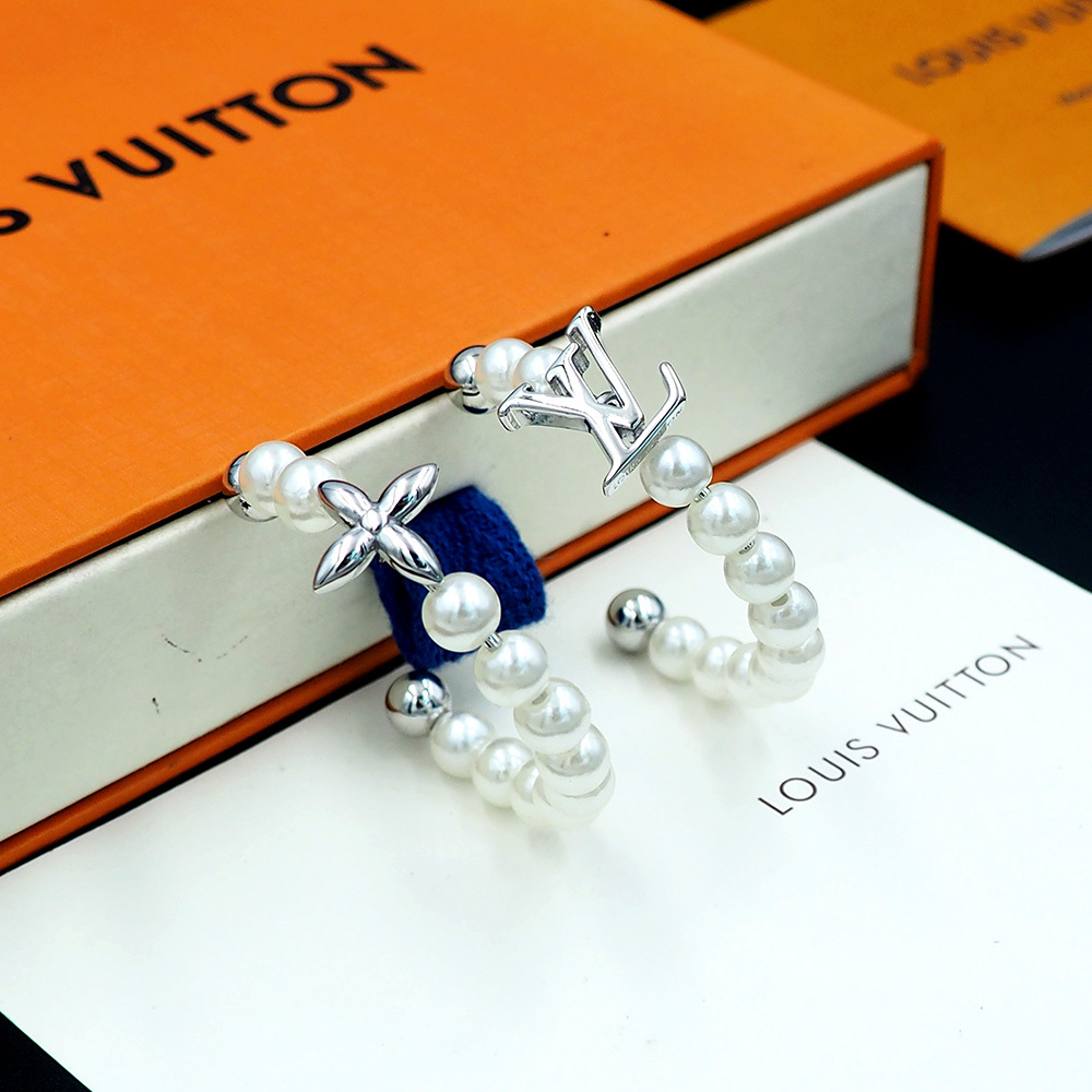 LV Silver Logo-Accented Earrings 301