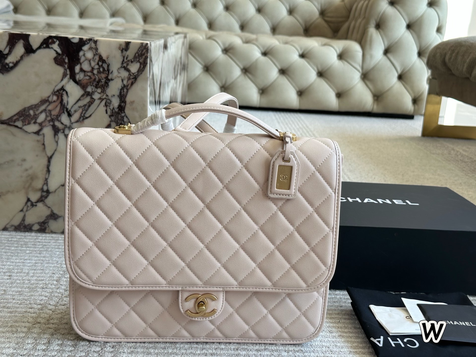 Chanel Beige Quilted Bag 1405