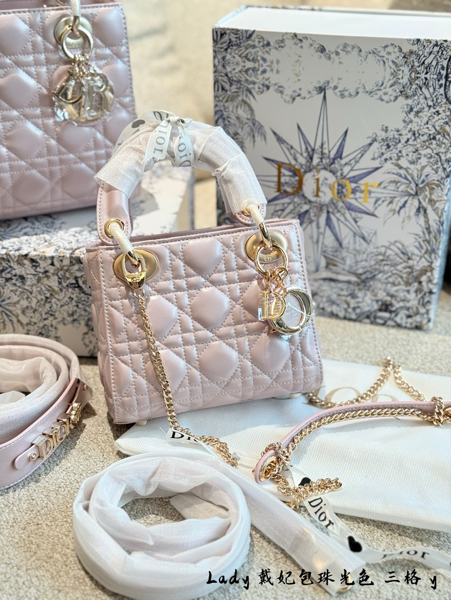 Dior lady Pink Quilted Bag 715