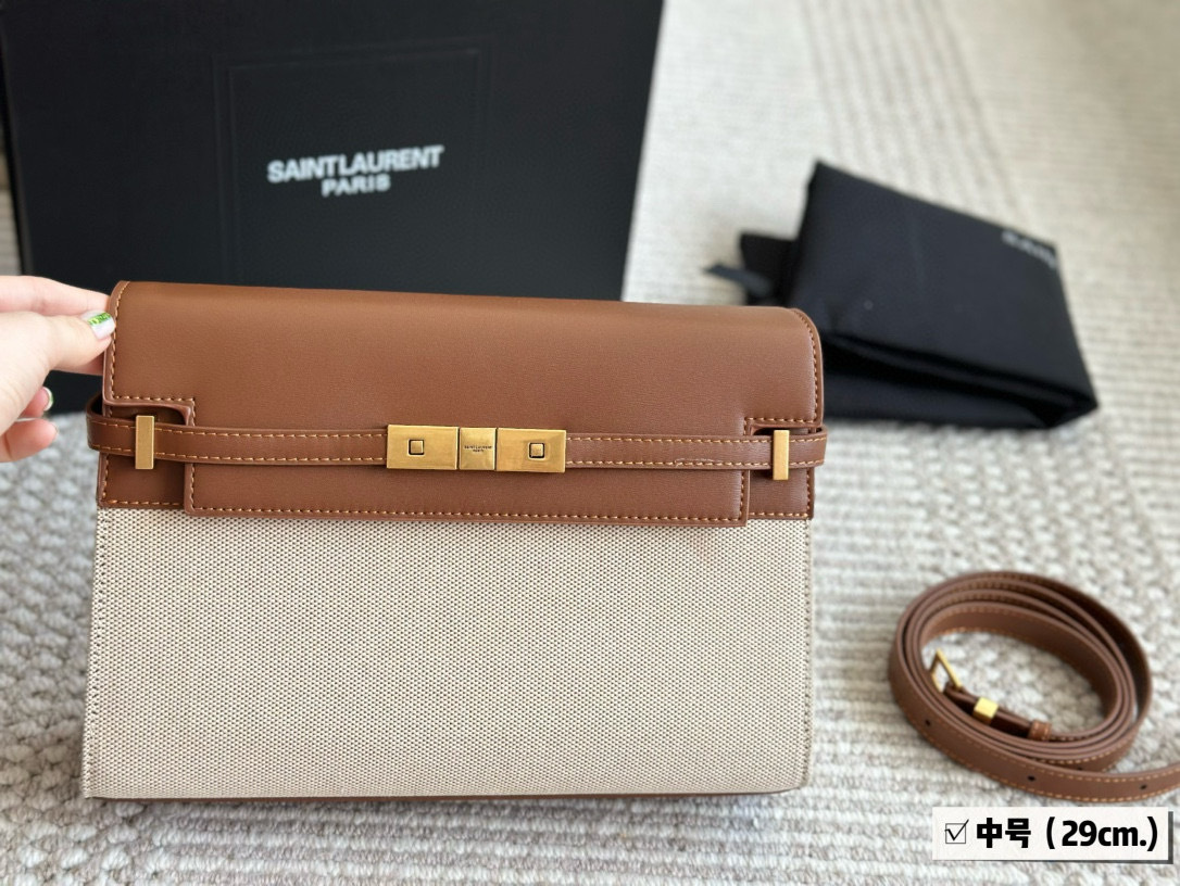 YSL Brown Logo-Accented Bag 143