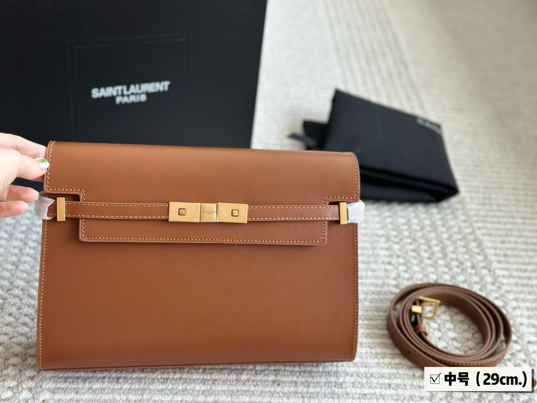 YSL Brown Logo-Accented Bag 144