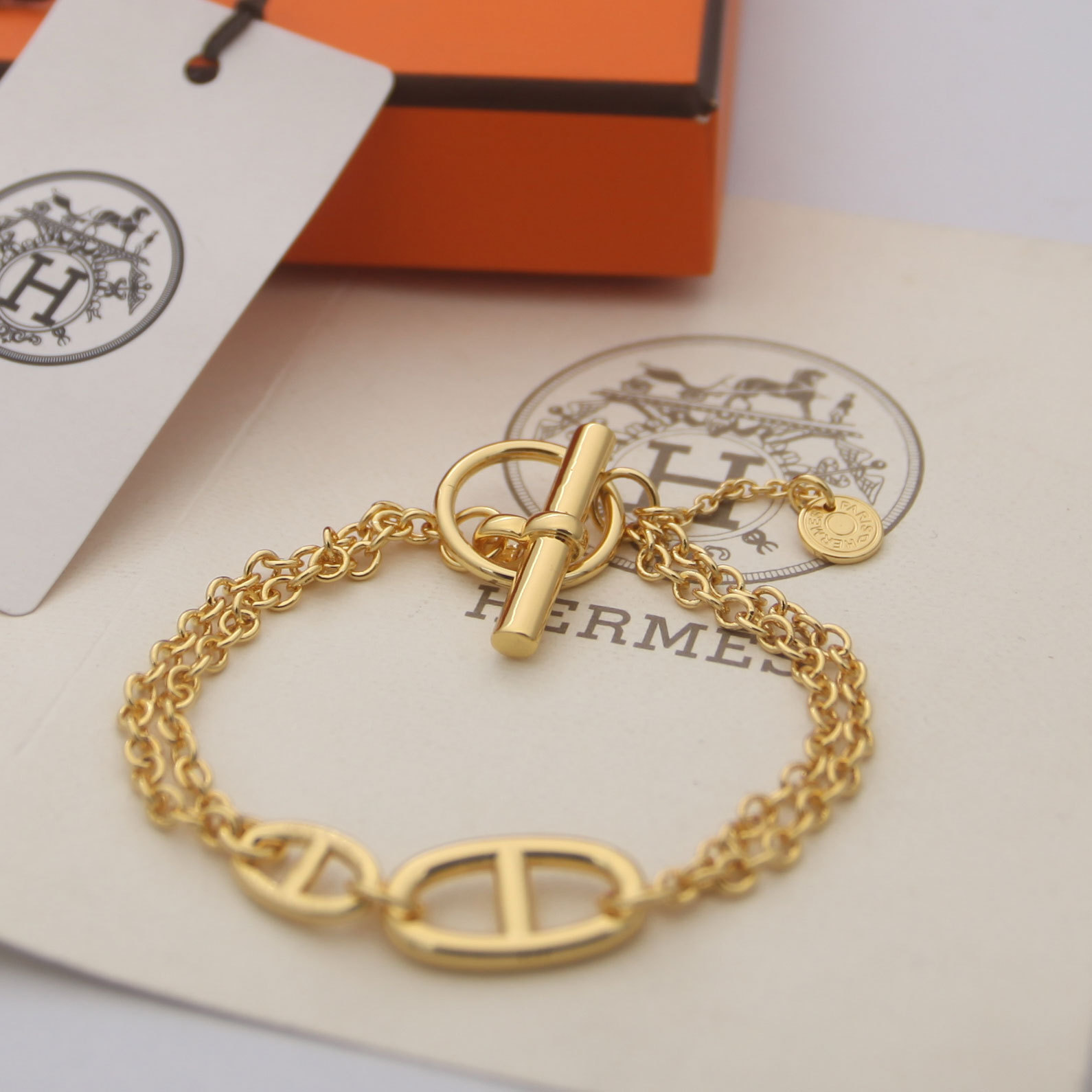 Hermes h Orange Logo-Accented Bracelet 021