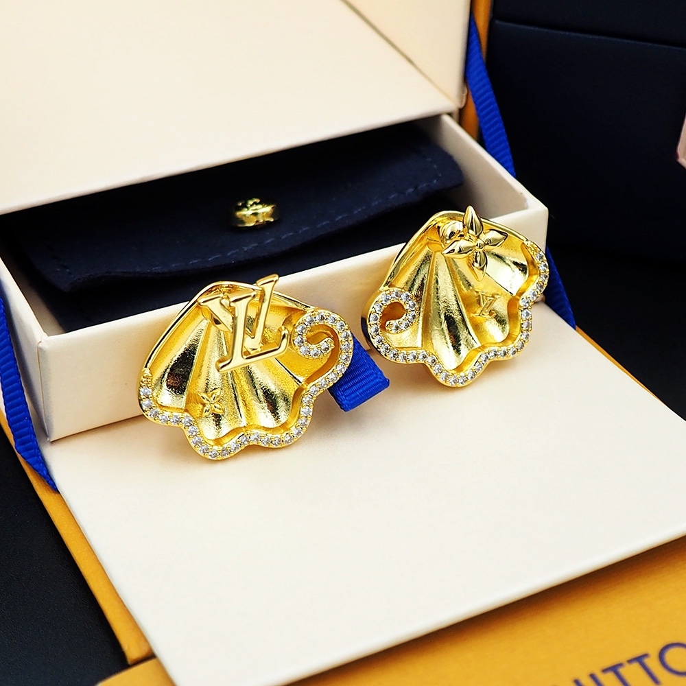 LV Gold Logo-Accented Earrings 200