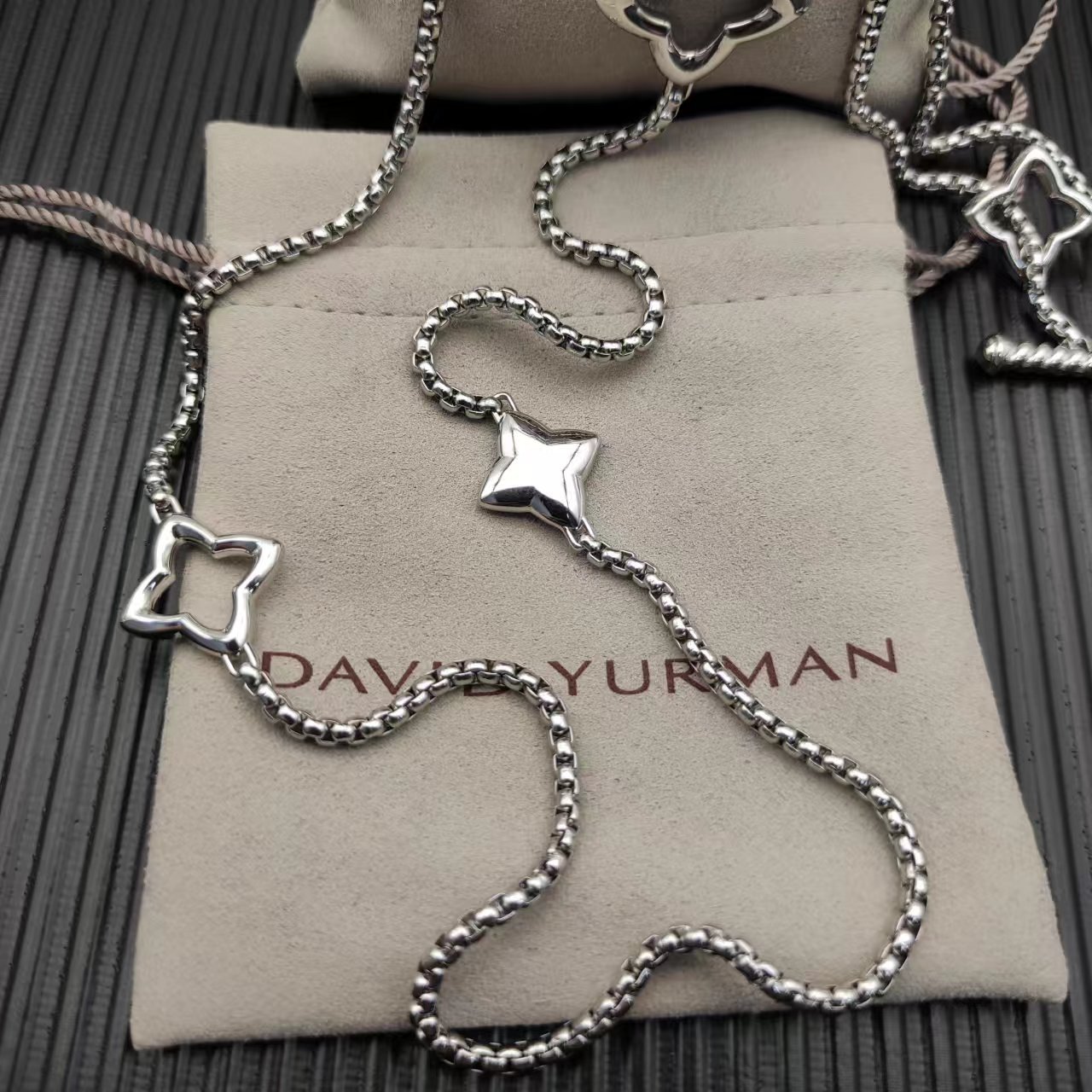 David Yurman Silver Textured Necklace 172