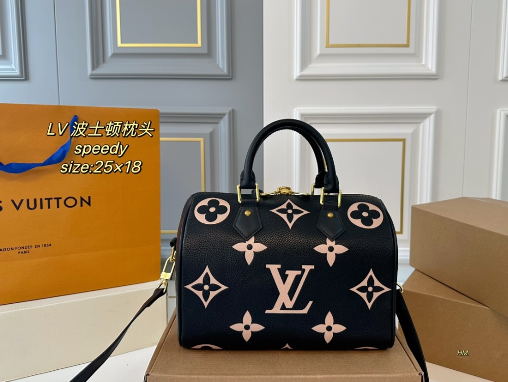 LV Bag Speedy leather Gold Logo-Accented Bag 25cm