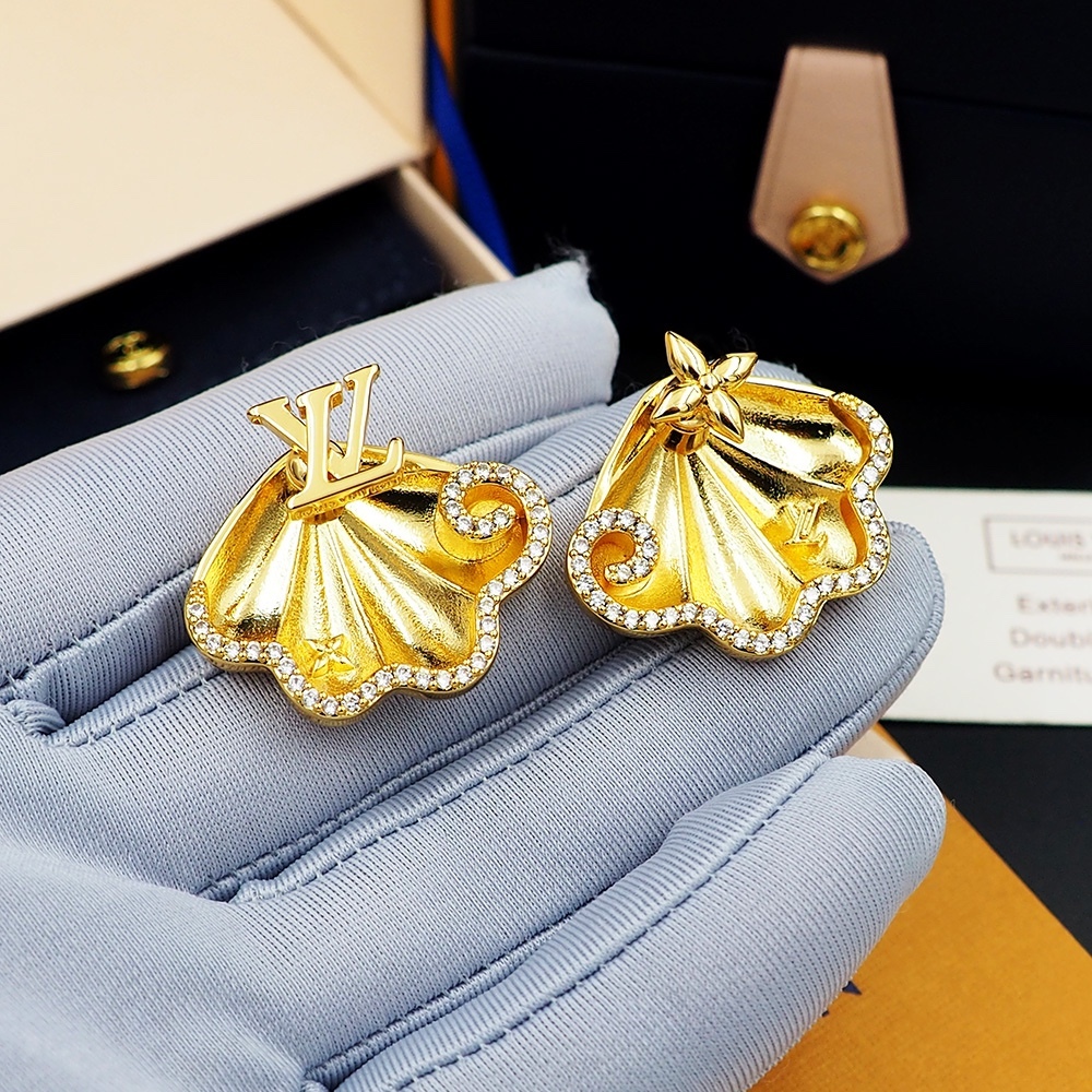 LV Gold Logo-Accented Earrings 200