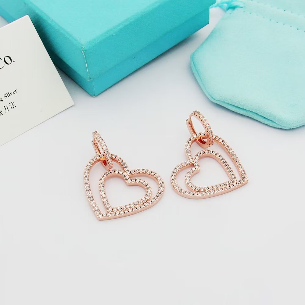 Tiffany Rose Gold Logo-Accented Earrings 238