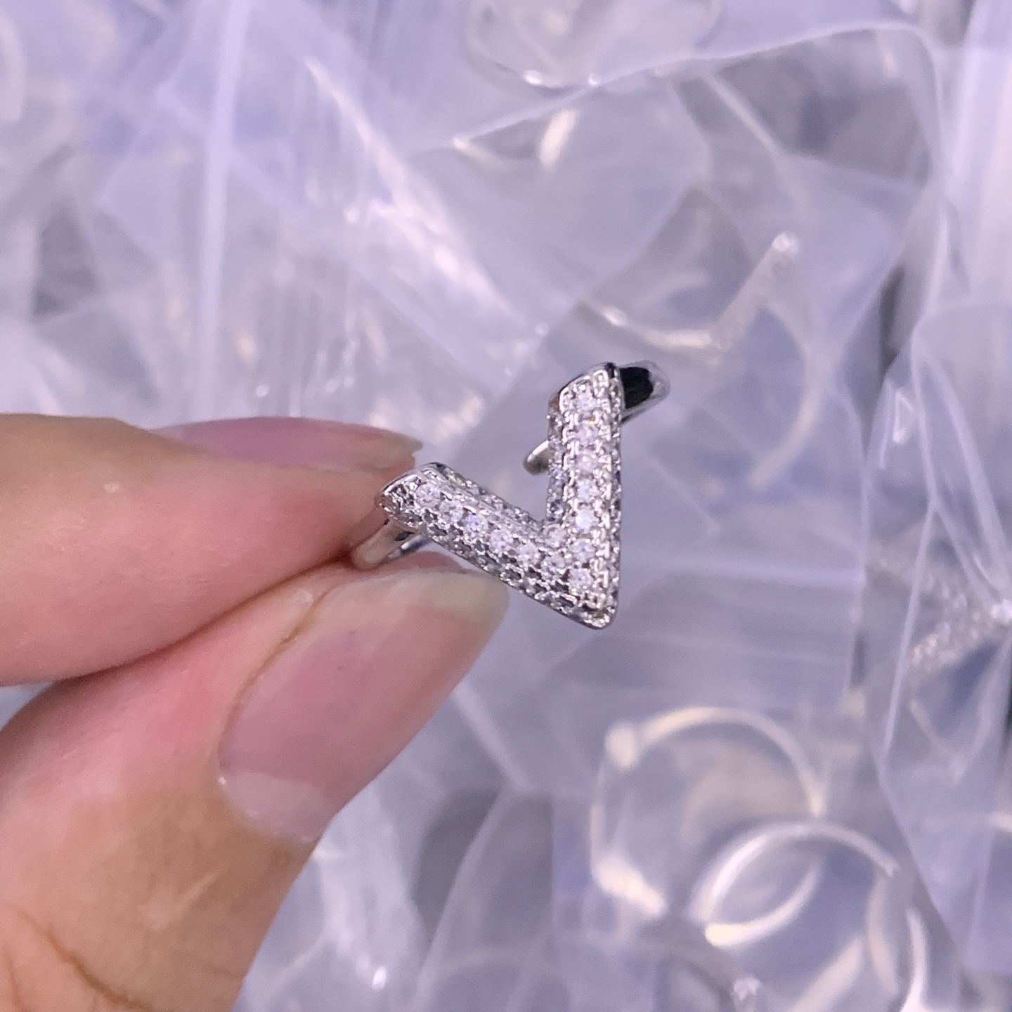 LV Silver Geometric Ring 635