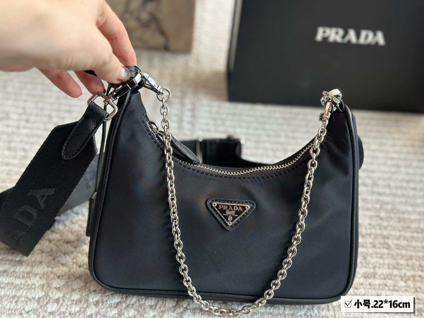 Prada Silver Logo-Accented Bag hobo 012
