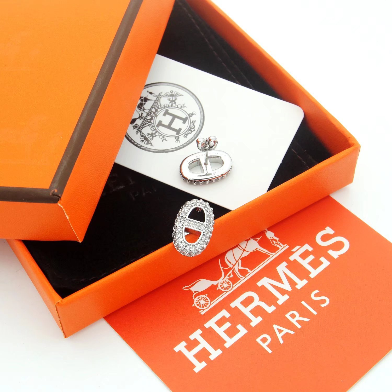 Hermes h Rose Gold Vintage-Inspired Earrings 073