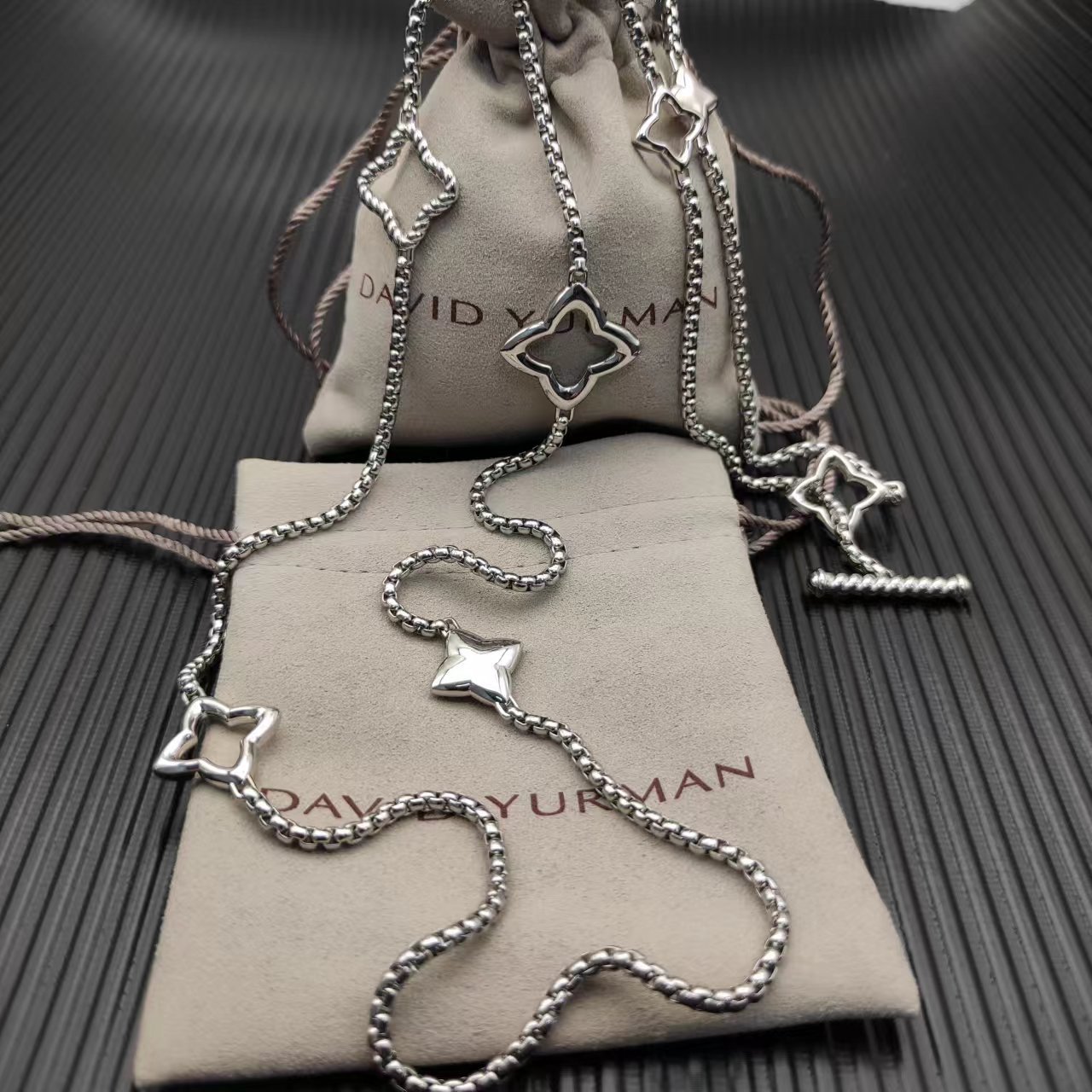 David Yurman Silver Textured Necklace 172
