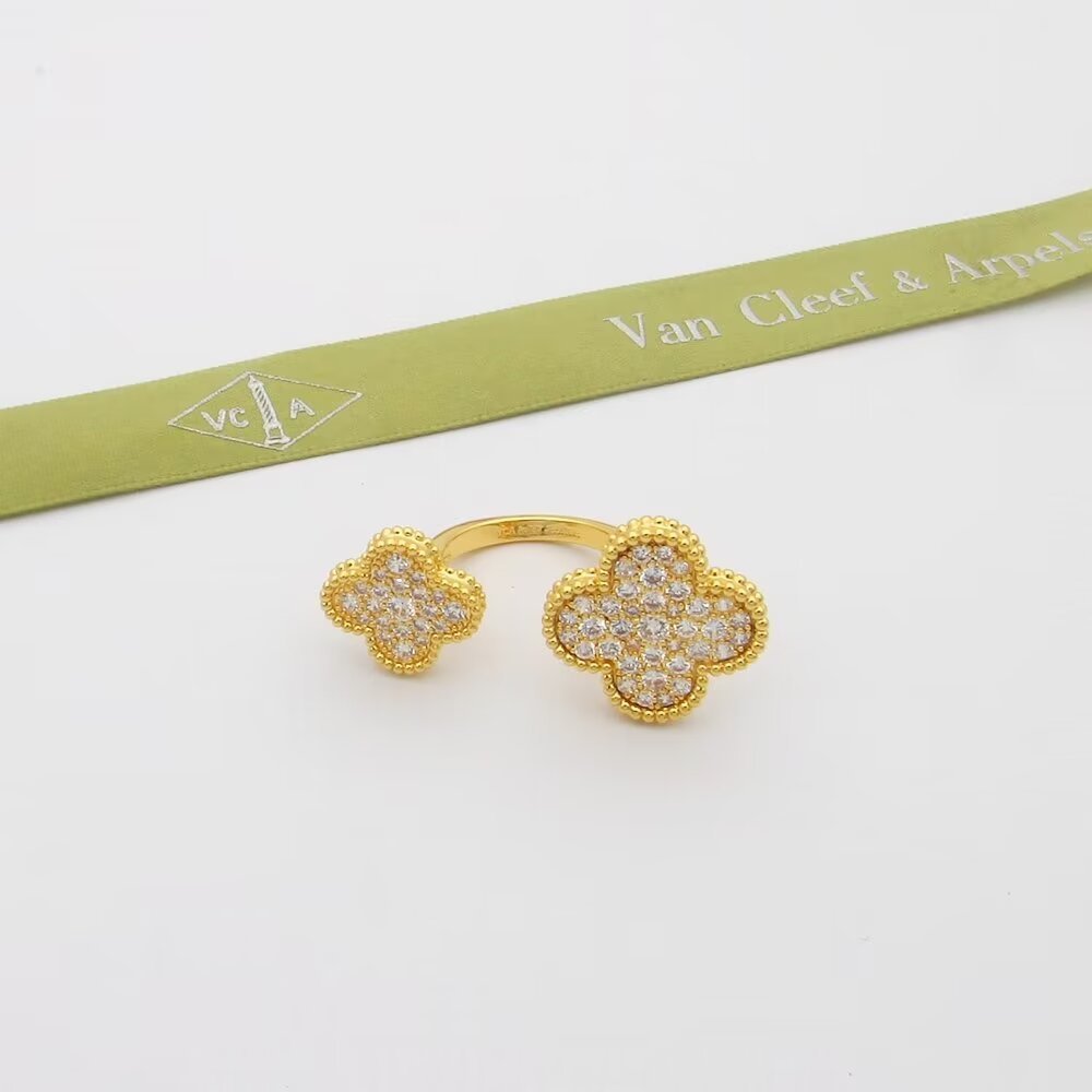 Van Cleef Rose Gold Logo-Accented Ring 029