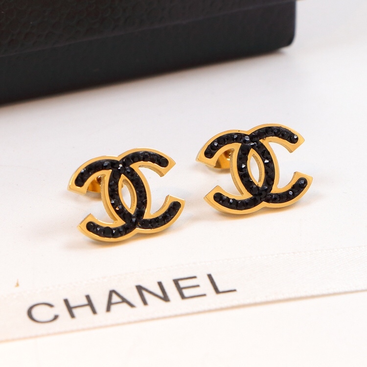 Chanel Rose Gold Logo-Accented Earrings 008