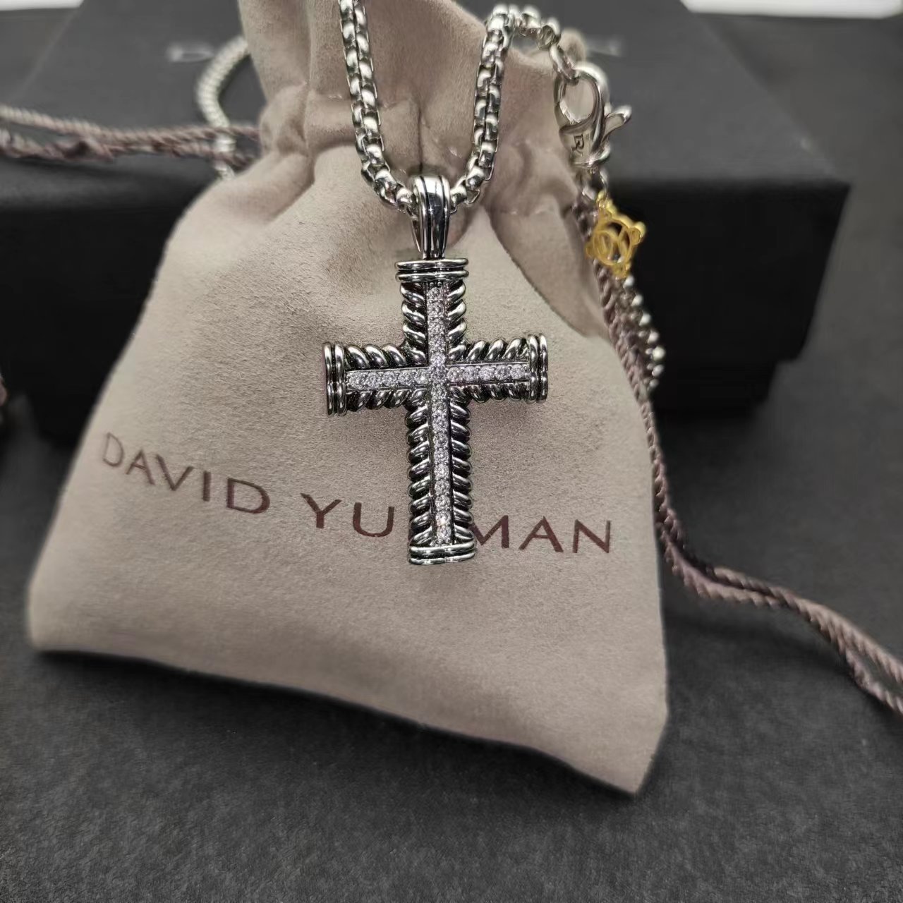 David Yurman Silver Logo-Accented Necklace 156
