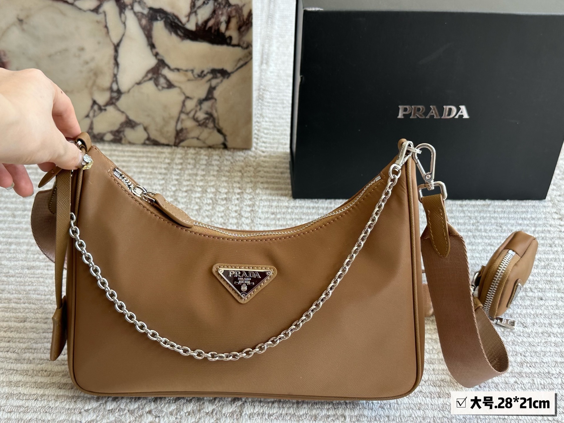Prada Silver Logo-Accented Bag hobo 012