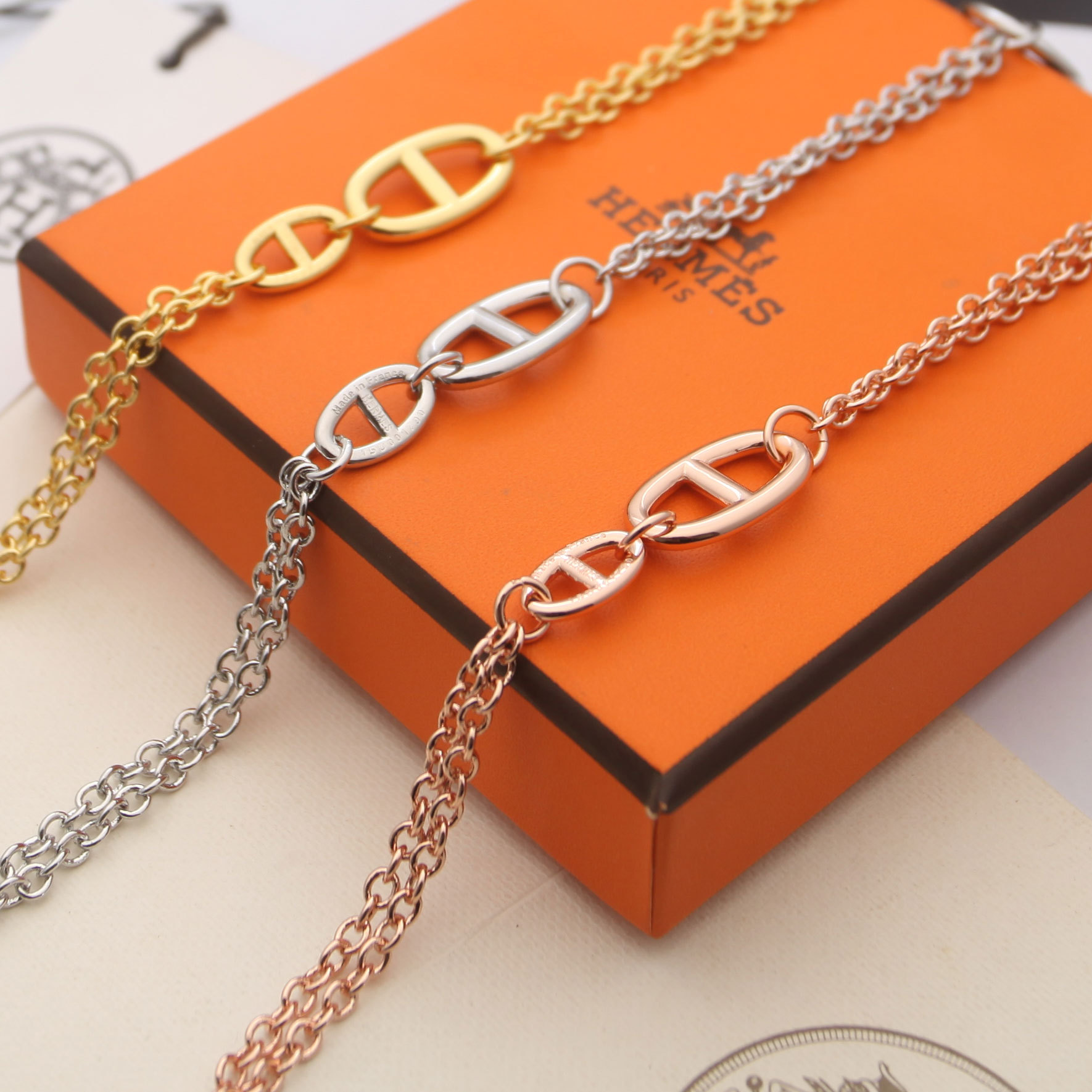 Hermes h Orange Logo-Accented Bracelet 021