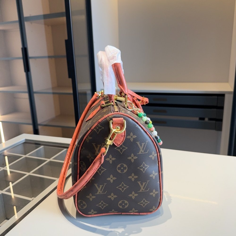 LV Rose Gold Quilted Bag Speedy leather Speedy Soft 30 Dark