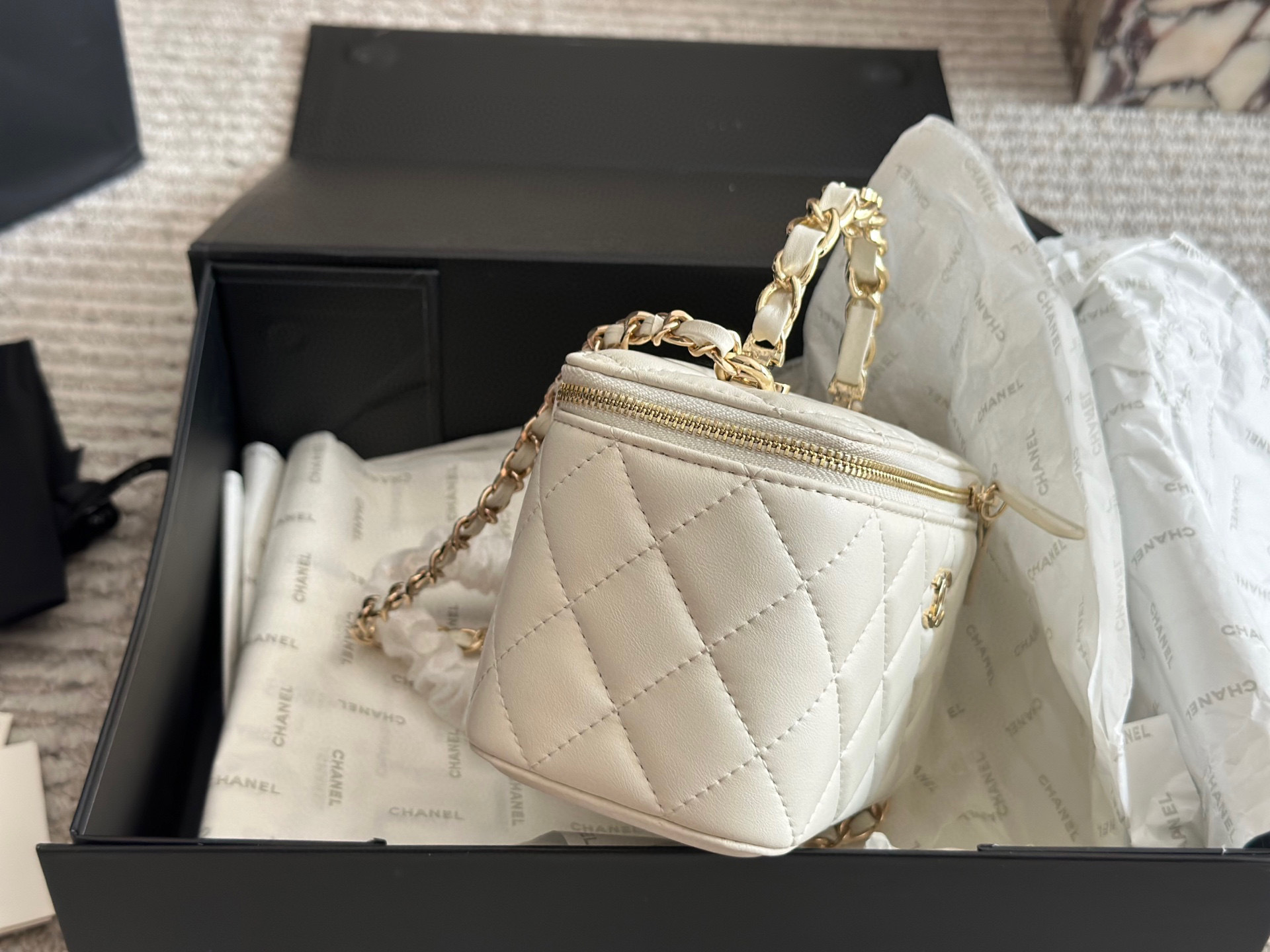 Chanel Beige Quilted Bag 1257