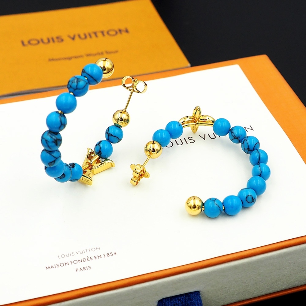 LV Blue Logo-Accented Earrings 302