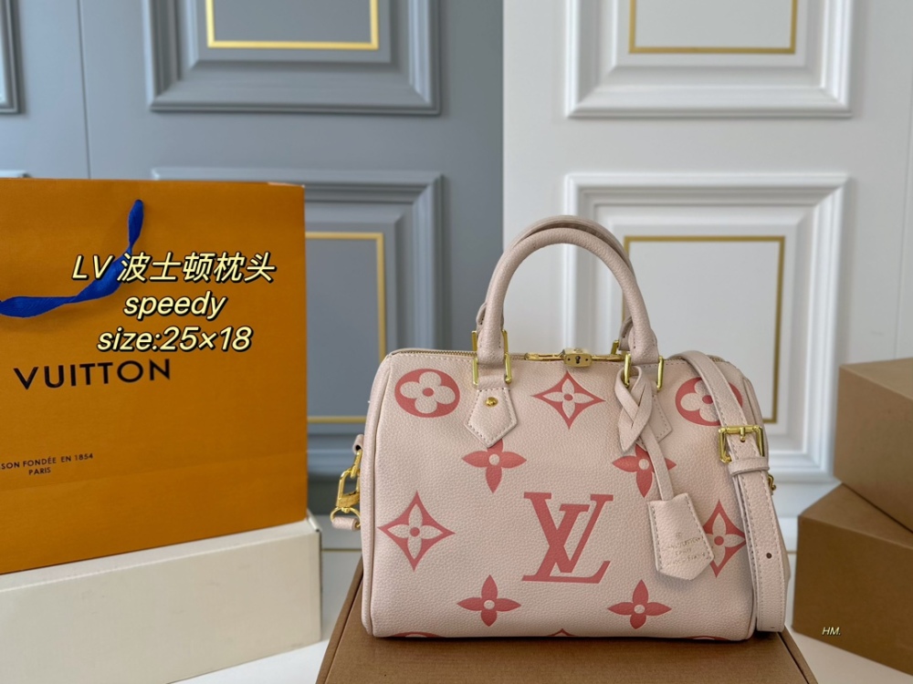 LV Bag Speedy leather Gold Logo-Accented Bag 25cm