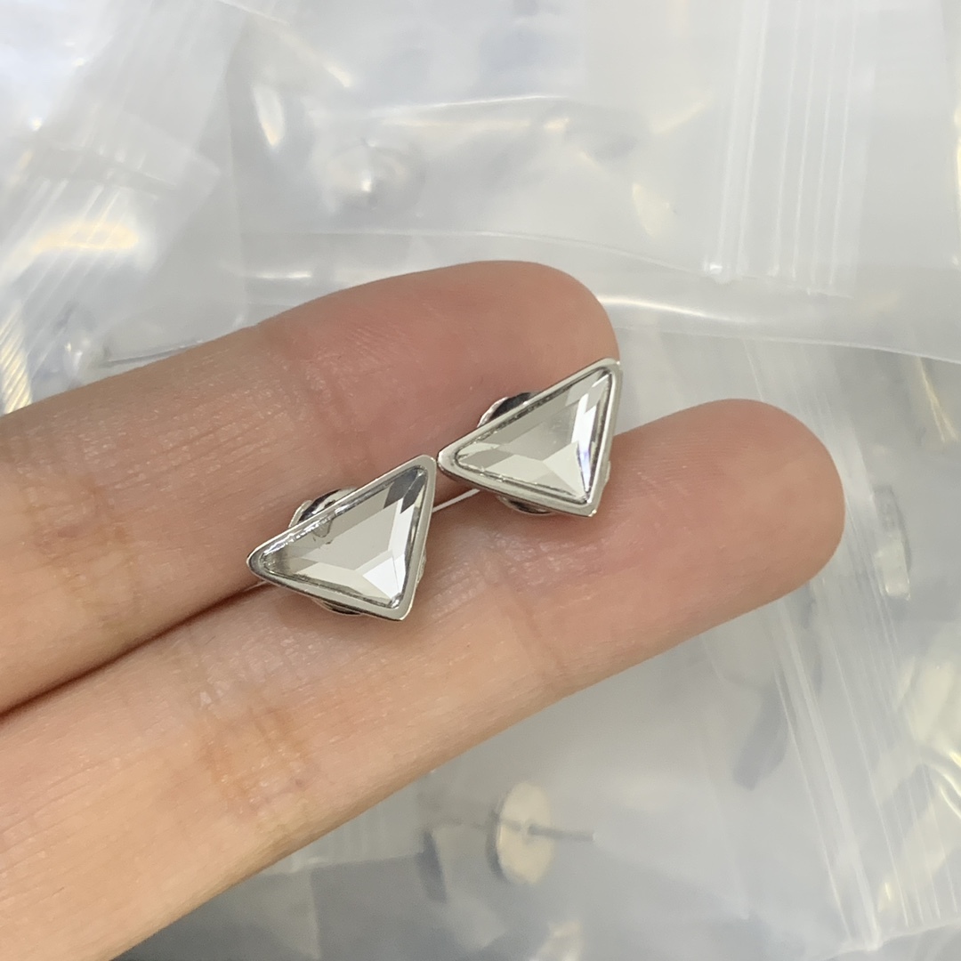 Prada Silver Geometric Earrings 129