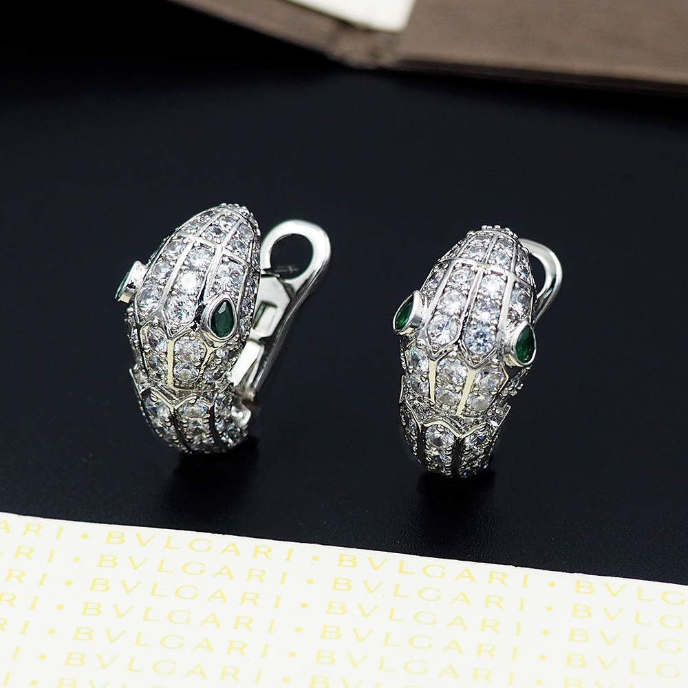 BVLGARI Silver Logo-Accented Earrings 060