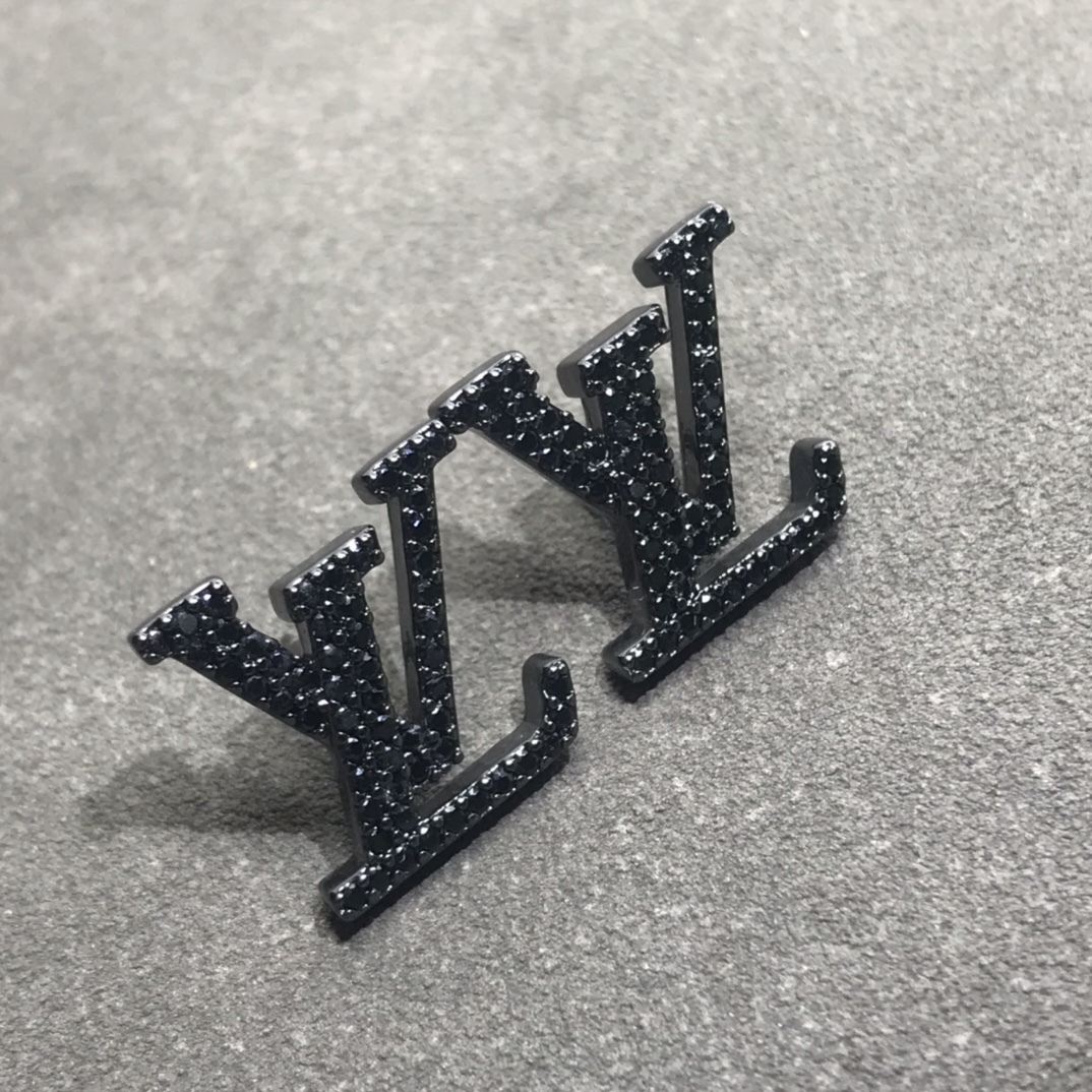 LV Silver Logo-Accented Earrings 081