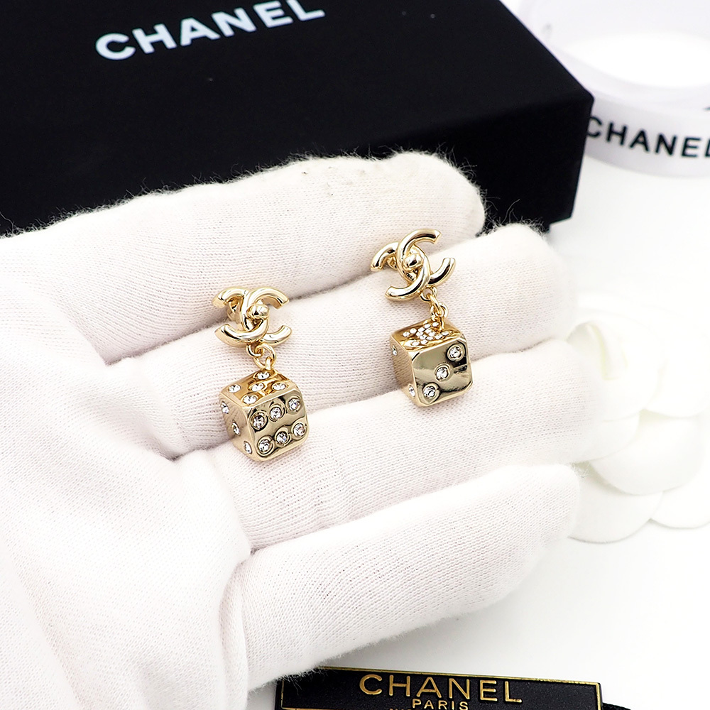 Chanel Rose Gold Logo-Accented Earrings 043